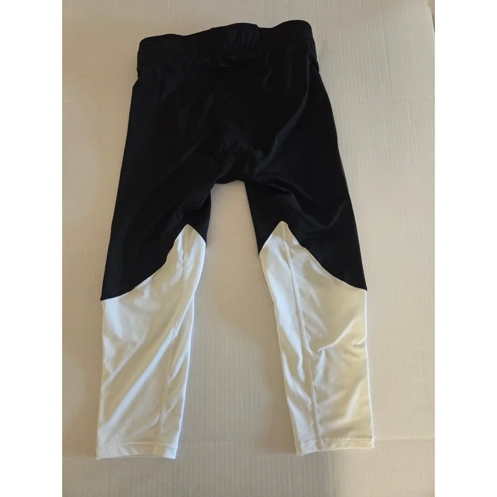 Nike Dri-FIT Mens Black White Colorblock Athletic Leggings Tights Large Swoosh L